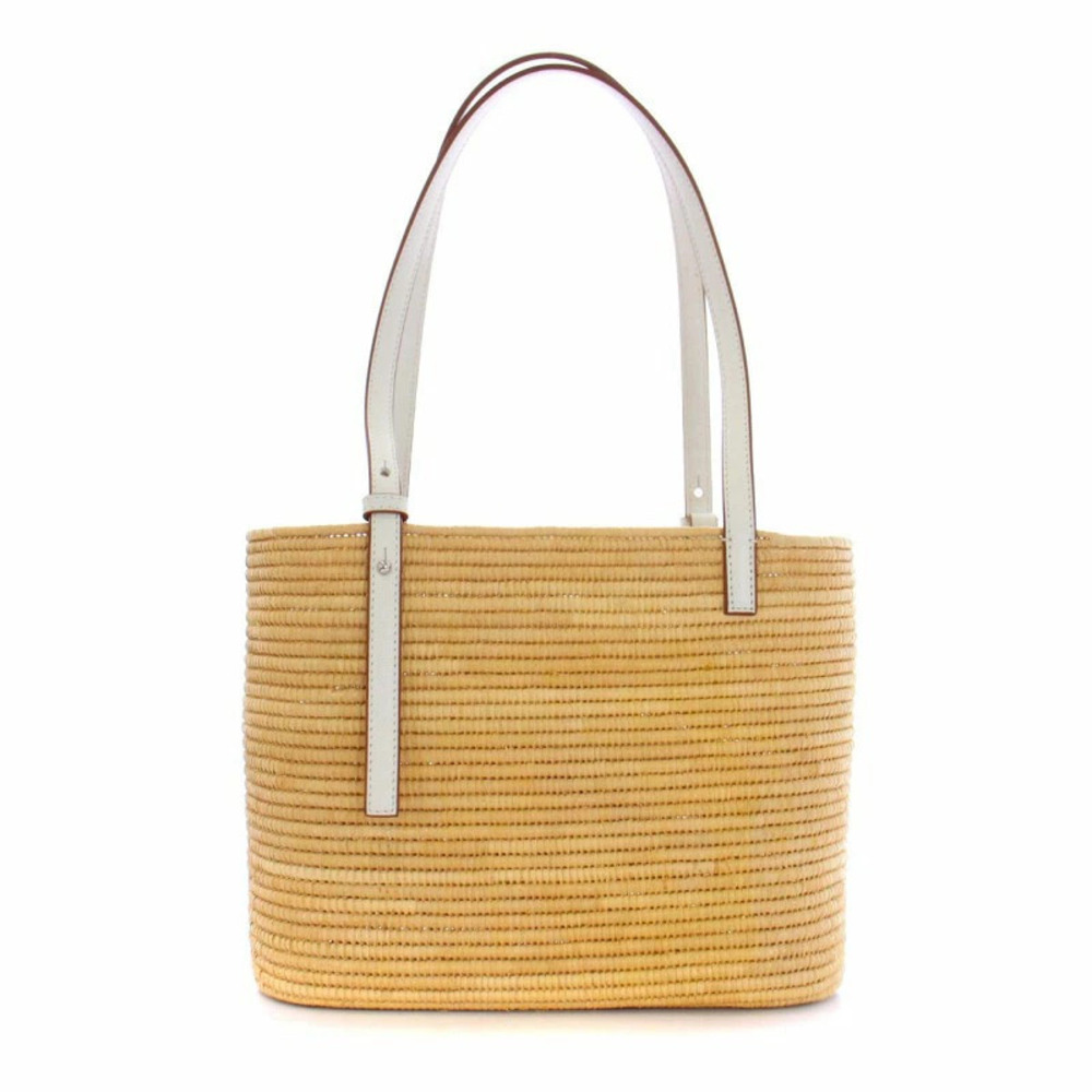Loewe Basket Bag Tote Handbag Square Beige White